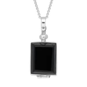 Sterling Silver Whitby Jet Glass Rectangular Locket D