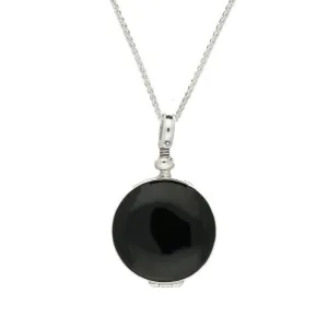 Sterling Silver Whitby Jet Glass Small Round Locket