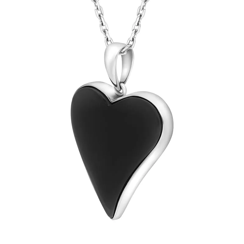 Sterling Silver Whitby Jet Heart Necklace D