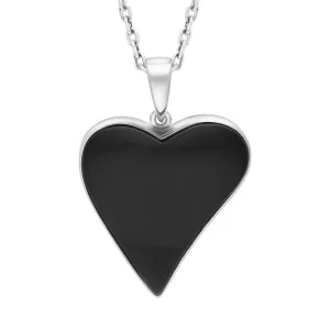 Sterling Silver Whitby Jet Heart Necklace D
