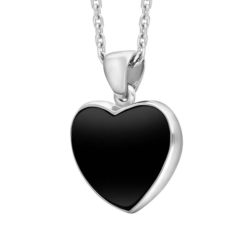 Sterling Silver Whitby Jet Heart Necklace