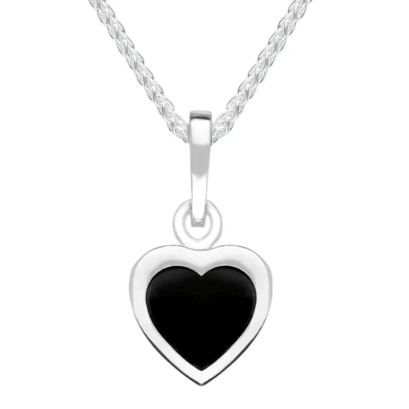 Sterling Silver Whitby Jet Heart Necklace