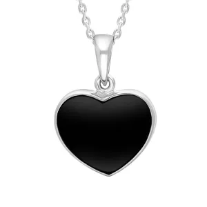 Sterling Silver Whitby Jet Heart Necklace