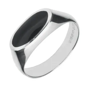 Sterling Silver Whitby Jet Heritage Oval Signet Ring