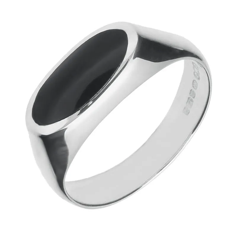 Sterling Silver Whitby Jet Heritage Oval Signet Ring