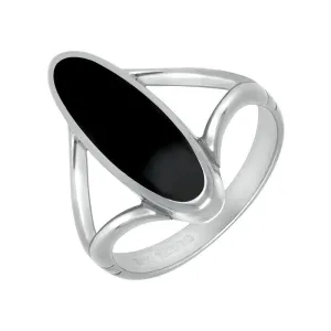 Sterling Silver Whitby Jet Heritage Oval Split Shank Ring