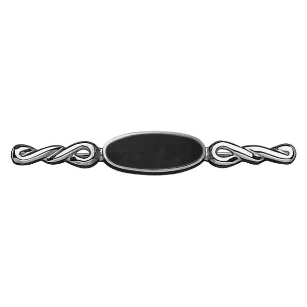 Sterling Silver Whitby Jet Heritage Oval Twist Bar Brooch