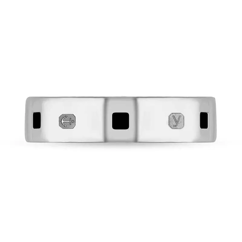 Sterling Silver Whitby Jet King's Coronation Hallmark Princess Cut 5mm Ring D