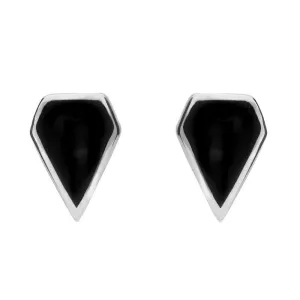 Sterling Silver Whitby Jet Kite Stud Earrings