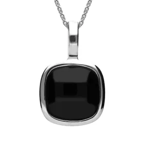 Sterling Silver Whitby Jet Large Cushion Necklace