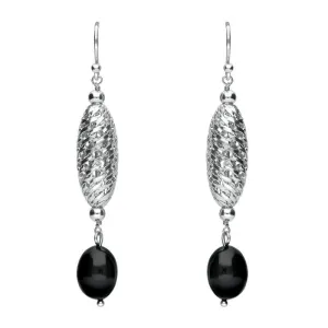 Sterling Silver Whitby Jet Lattice Drop Earrings