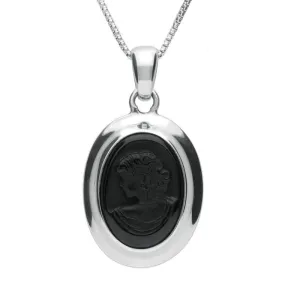 Sterling Silver Whitby Jet Limited Edition Oval Cameo Necklace