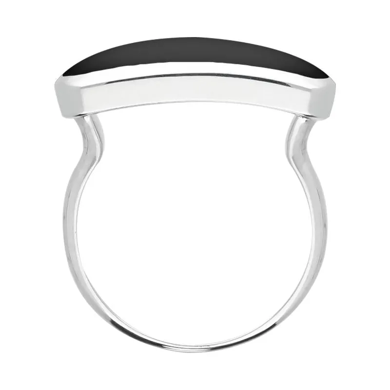 Sterling Silver Whitby Jet Lineaire Petite Oval Ring