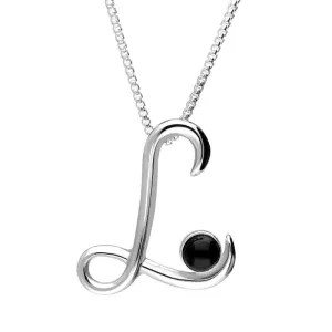 Sterling Silver Whitby Jet Love Letters Initial L Necklace