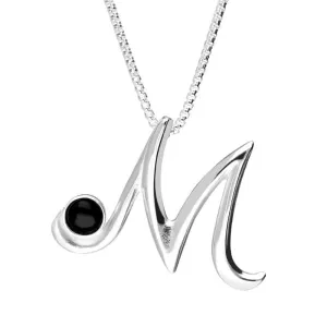 Sterling Silver Whitby Jet Love Letters Initial M Necklace