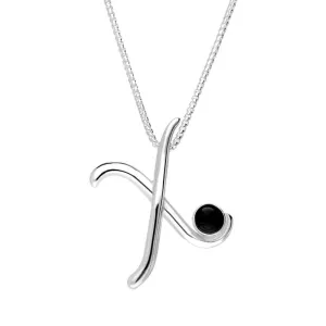 Sterling Silver Whitby Jet Love Letters Initial X Necklace