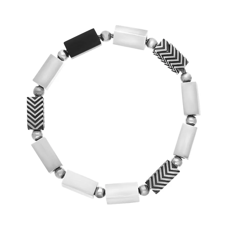 Sterling Silver Whitby Jet Magnetic Bracelet D