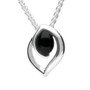 Sterling Silver Whitby Jet Marquise Flame Necklace