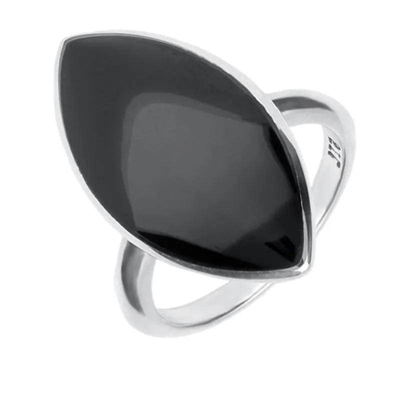 Sterling Silver Whitby Jet Marquise Ring