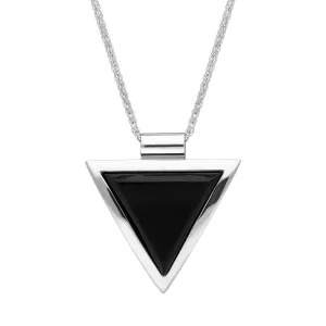 Sterling Silver Whitby Jet Monika Tube Bale Triangle Necklace D