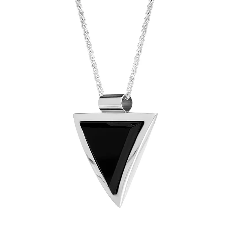 Sterling Silver Whitby Jet Monika Tube Bale Triangle Necklace D