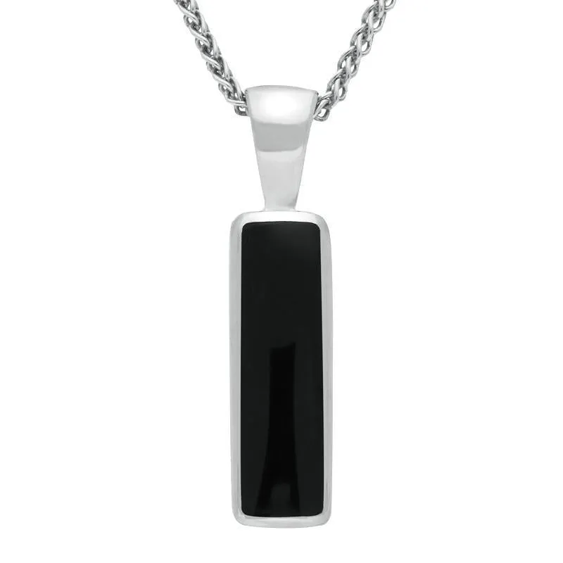 Sterling Silver Whitby Jet Oblong Necklace