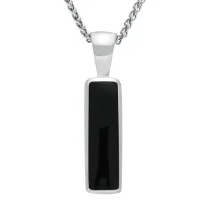 Sterling Silver Whitby Jet Oblong Necklace