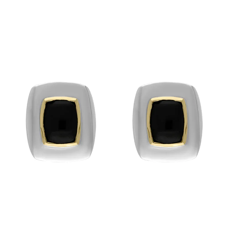 Sterling Silver Whitby Jet Oblong Stud Earrings D