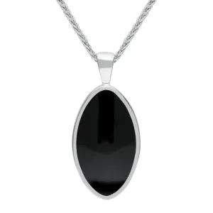 Sterling Silver Whitby Jet Oval Necklace