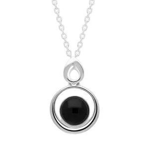 Sterling Silver Whitby Jet Oval Necklace