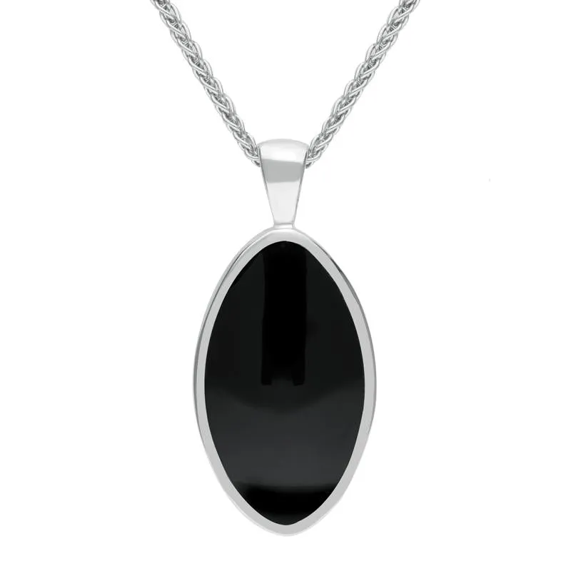 Sterling Silver Whitby Jet Oval Necklace