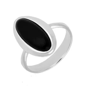 Sterling Silver Whitby Jet Oval Ring