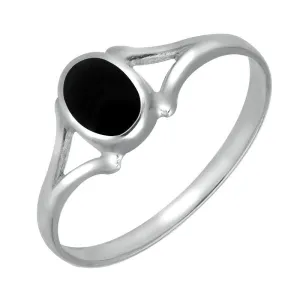 Sterling Silver Whitby Jet Oval Split Ring