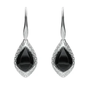 Sterling Silver Whitby Jet Pierced Drop Earrings