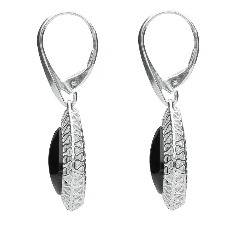 Sterling Silver Whitby Jet Pierced Drop Earrings