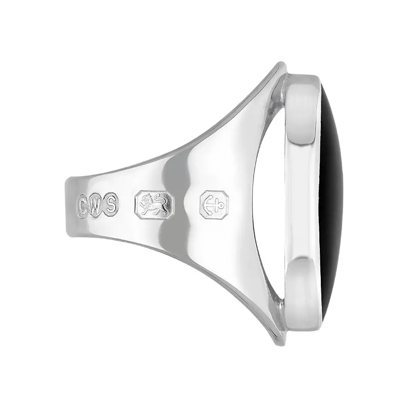 Sterling Silver Whitby Jet Queen's Jubilee Hallmark Medium Oval Ring D