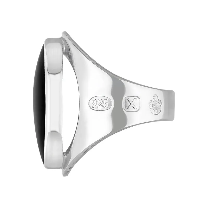Sterling Silver Whitby Jet Queen's Jubilee Hallmark Medium Oval Ring D