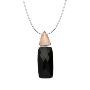 Sterling Silver Whitby Jet Rose Quartz Necklace D