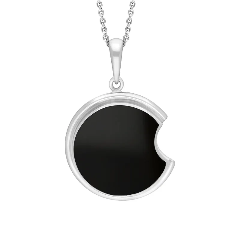 Sterling Silver Whitby Jet Round Cut-Out Necklace D