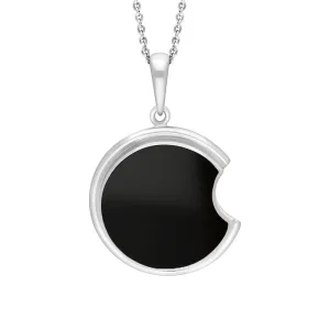 Sterling Silver Whitby Jet Round Cut-Out Necklace D