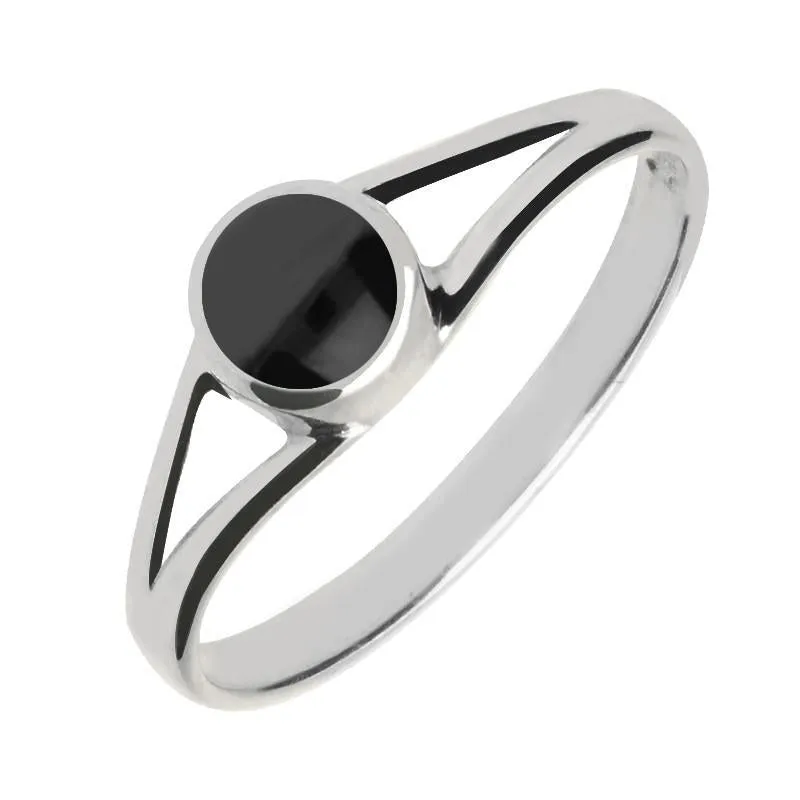 Sterling Silver Whitby Jet Round Four Piece Set