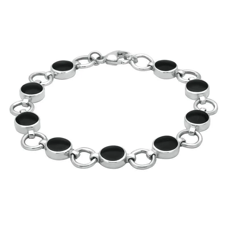 Sterling Silver Whitby Jet Round Four Piece Set