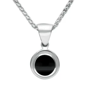 Sterling Silver Whitby Jet Round Ribbed Necklace