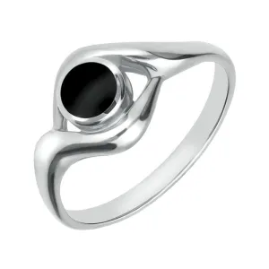 Sterling Silver Whitby Jet Round Twist Ring
