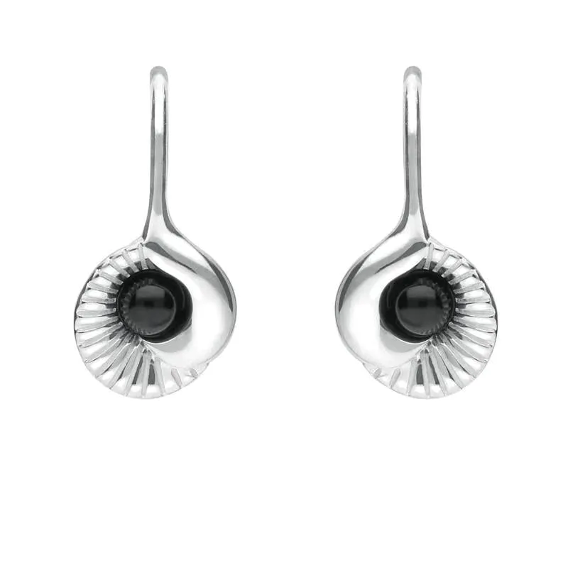 Sterling Silver Whitby Jet Seashell Two Piece Set