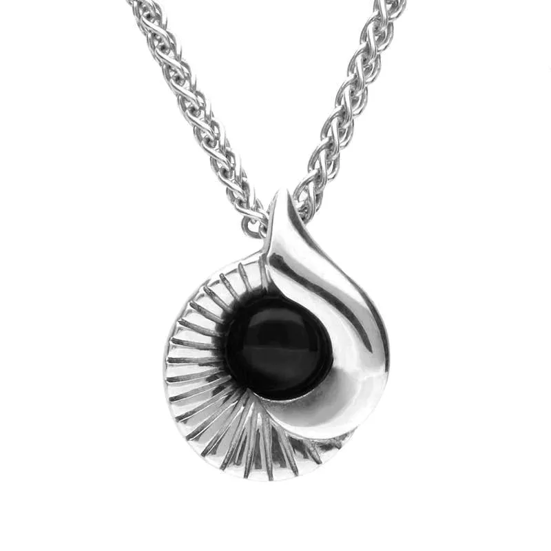 Sterling Silver Whitby Jet Seashell Two Piece Set