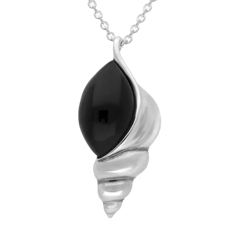 Sterling Silver Whitby Jet Shell Necklace