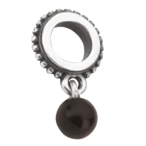 Sterling Silver Whitby Jet Single Beaded Dropper Charm