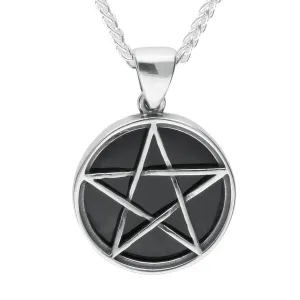 Sterling Silver Whitby Jet Small Pentagram Necklace