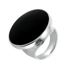 Sterling Silver Whitby Jet Small Round Ring
